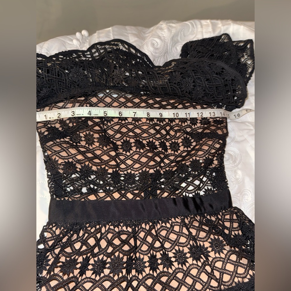 Self-Portrait Guipure Lace One Shoulder Mini Dress Black NWT Size 0 - Picture 10 of 16